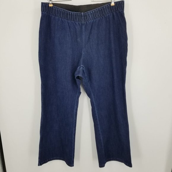 Soft Surroundings Dark Wash Women's Pull On Elastic Waist Jeans Size 2XW Petite - Picture 1 of 7